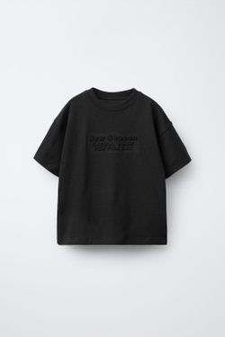 ZARA ФУТБОЛКА С НАДПИСЬЮ, ЧЕРНЫЙ