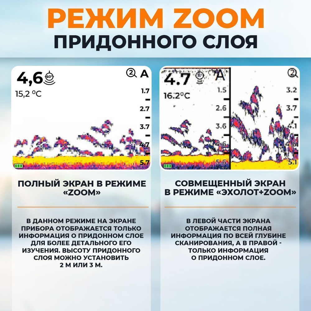 Портативный 2-х лучевой эхолот с глубомером ТМ CALYPSO (модель FFS-02 Comfort Plus)