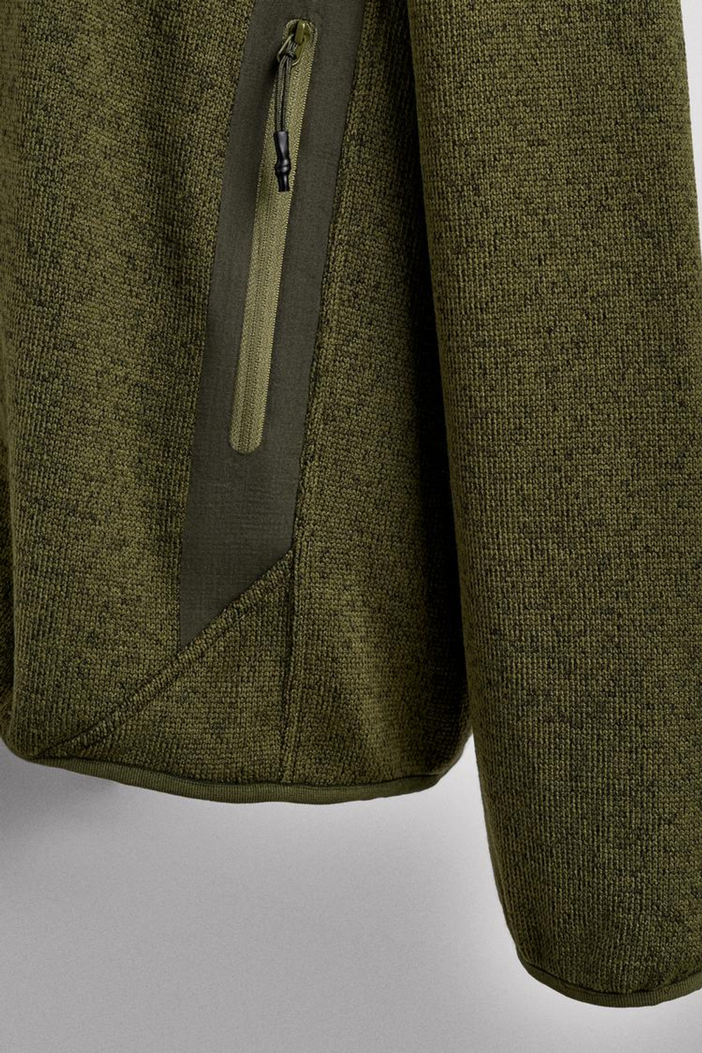 ZARA ВЯЗАНАЯ КУРТКА С ФЛИСОМ, ЗЕЛЕНЫЙ