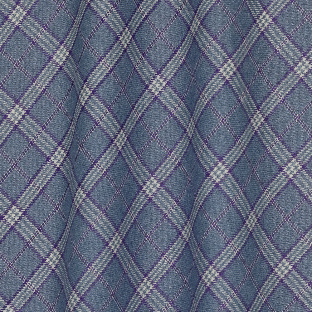 Тонкая кашемировая клетка в оттенках пыльно-голубого и сиреневым акцентом