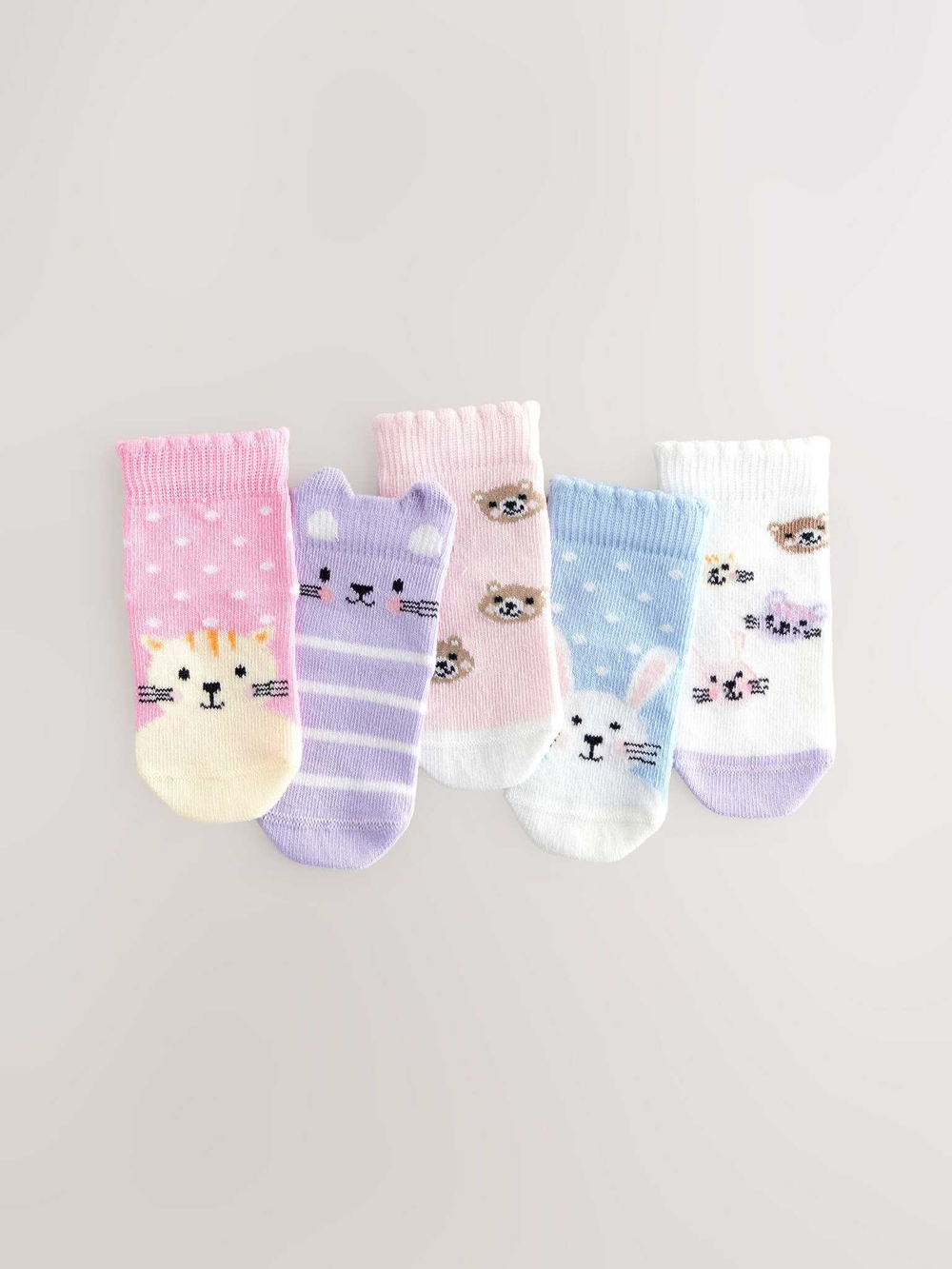 Носки для малышей Next E45-073, 5 шт., Сиреневый, Розовый, Голубой