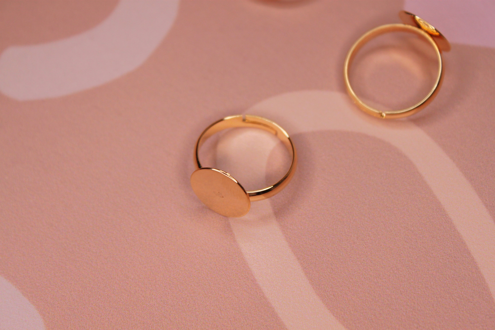 Кольцо с круглой основой для вклейки 12 мм позолота