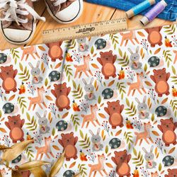 Ткань бифлекс радостные животные в лесу