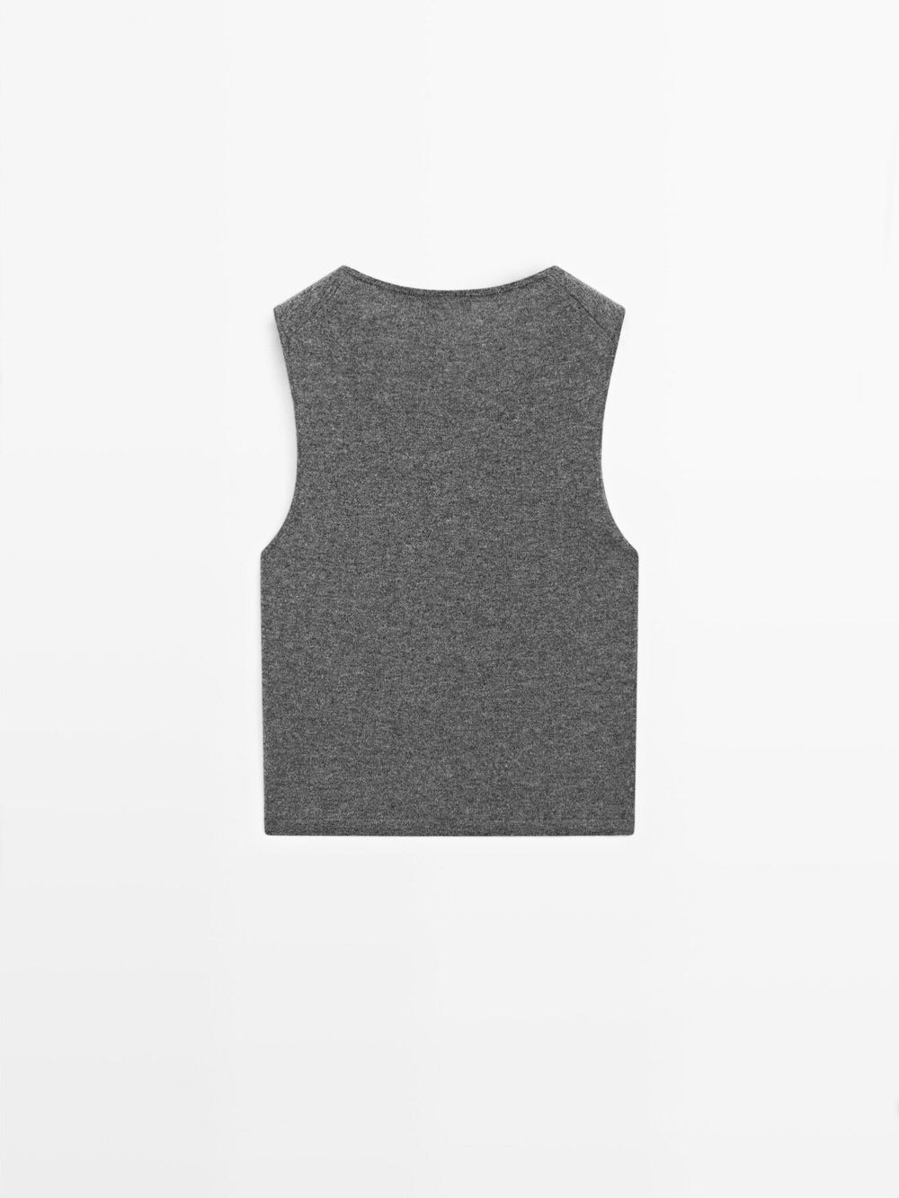 Massimo Dutti Трикотажный топ с пуговицами, серый меланж