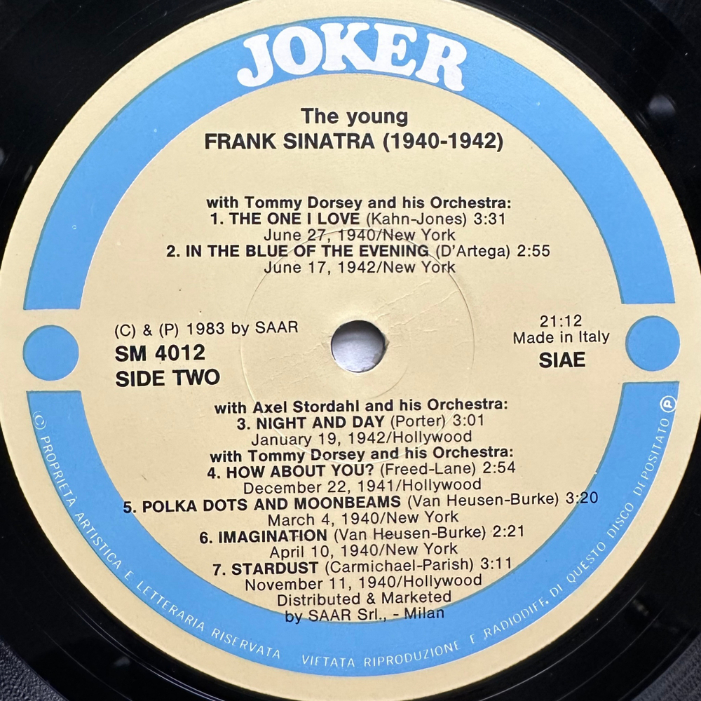Frank Sinatra ‎– The Young Frank Sinatra 1940-1942 (Италия 1983г.)