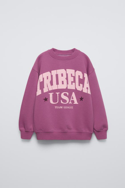 ZARA ТОЛСТОВКА С НАДПИСЬЮ, ЛИЛОВЫЙ