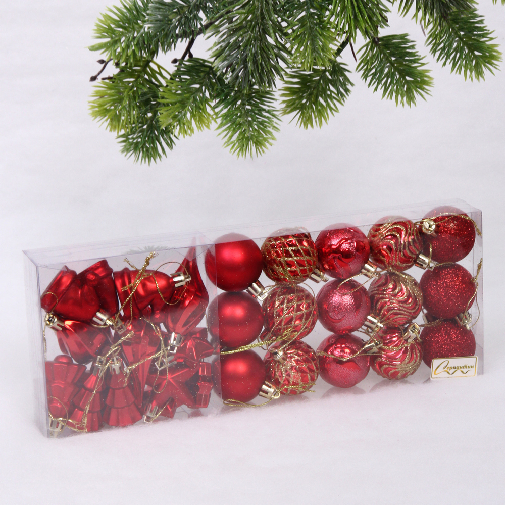 Набор ёлочных украшений «Elegant shine» 4 см (30 предмета), Красный