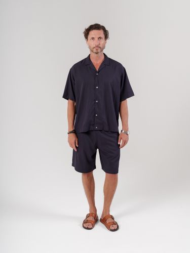 Синий хлопковый костюм Heathen с шортами и брюками