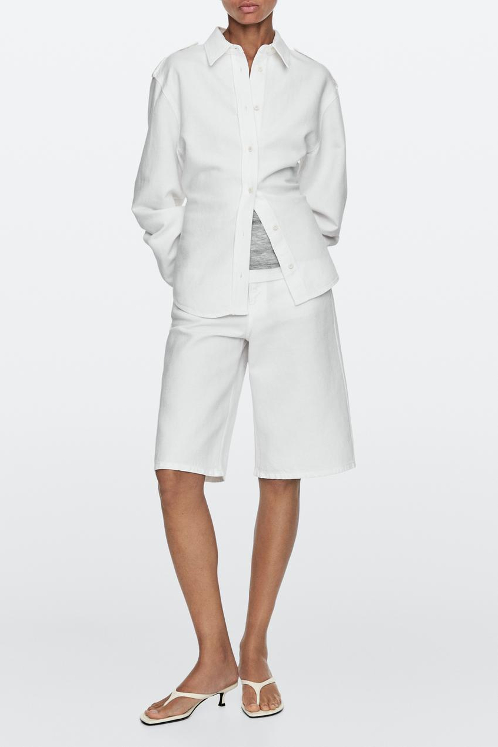 Massimo Dutti Кожаные сандалии на каблуке, белый
