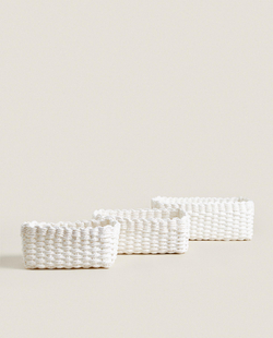 Zara Home Корзина из плетёной бумаги, цвет белый, 21 см