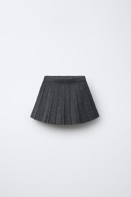 ZARA ВЯЗАНАЯ ЮБКА В СКЛАДКУ, СЕРЫЙ МЕЛАНЖ