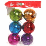 Новогодние шары 6 см (набор 6 шт) «Глянец», яркий микс (пакет)