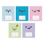 Тетрадь А5 18л., клетка, Канц-Эсмо, скрепка, выб. лак, мелованный картон "Emoji", 5 видов