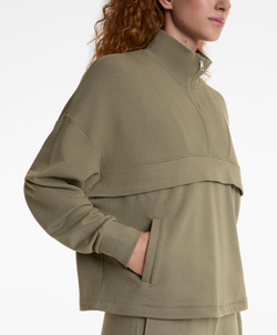 Oysho Толстовка на молнии из хлопка и модала, светлый хаки