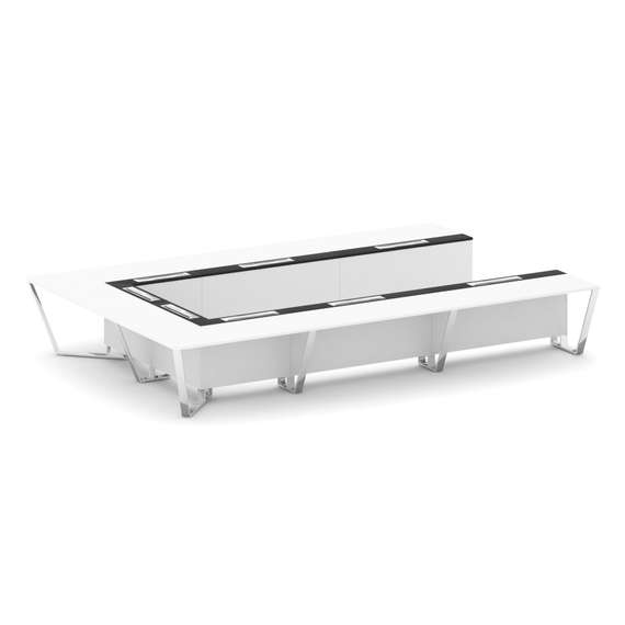 Steel Meet Стол переговорный П-образный MM-PR.B.SP-15P Белый Бриллиант/Графит Глянец/Нержавеющая Ста