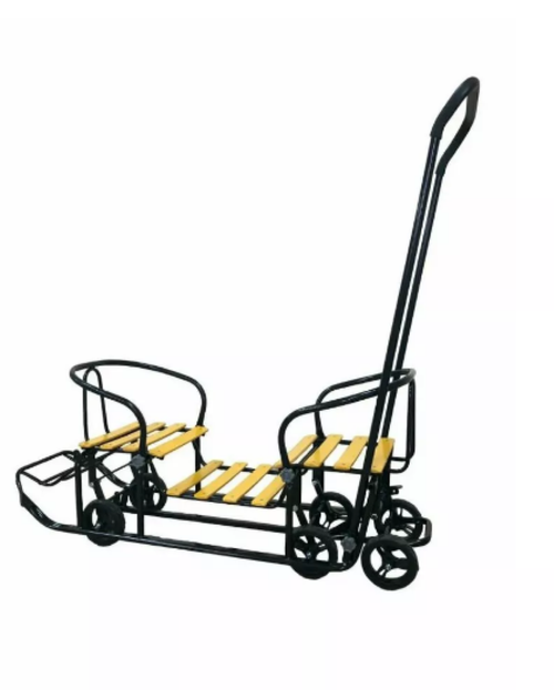 Санки для двойни с колесами Погодки Универсал 1 черный/желтый