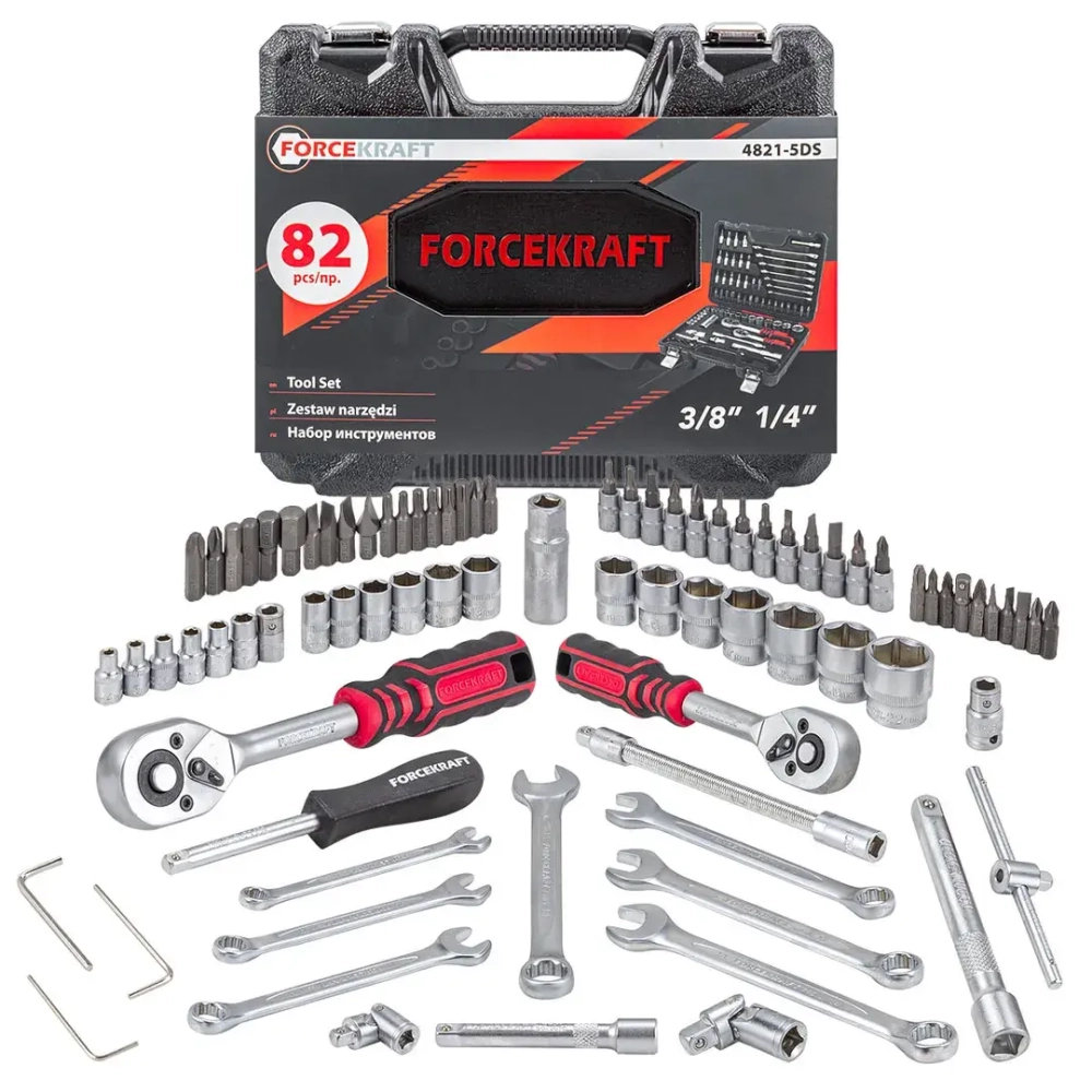 Набор инструментов 82 пр. 1/4''3/8''(6гр.)(4-22мм) FORCEKRAFT FK-4821-5DS-м