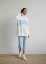 Толстовка платье Alexandra Talalay KP010 с воротником на молнии молочно-голубой