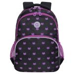 Рюкзак Grizzly, 27*40*20см, 2 отделения, 4 кармана, анатомическая спинка, черный-лавандовый