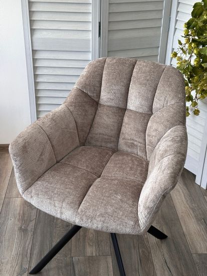 Стул ARVA 180 град. поворот. с возвратом, DAVIS - HARMONY-04 Латте, шенилл/ Черный