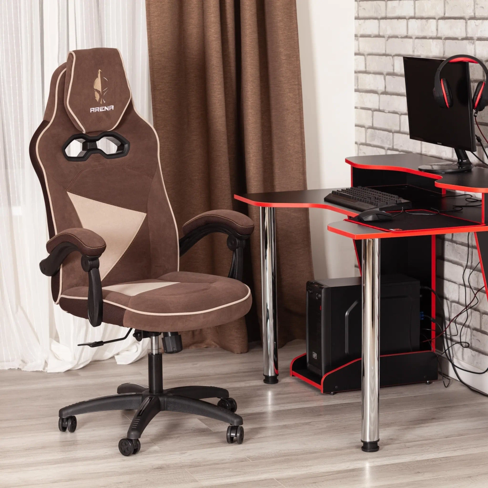 Arena (Tetchair) Кресло (флок коричневый/бежевый)