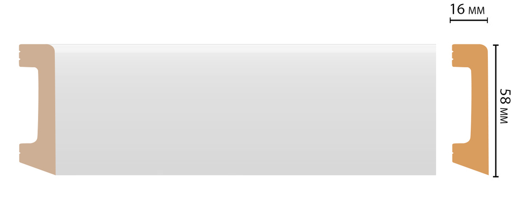 Плинтус напольный дюрополимер под покраску D234 58×16×2000 мм DecoMaster