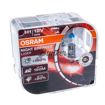 Галогеновые лампы Osram Night Breaker Laser +150% H1,12V