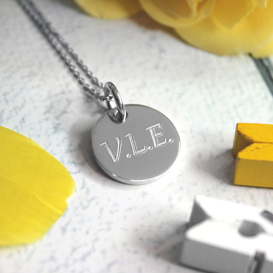 Серебряная подвеска с гравировкой на заказ, 16 мм (ручная работа)