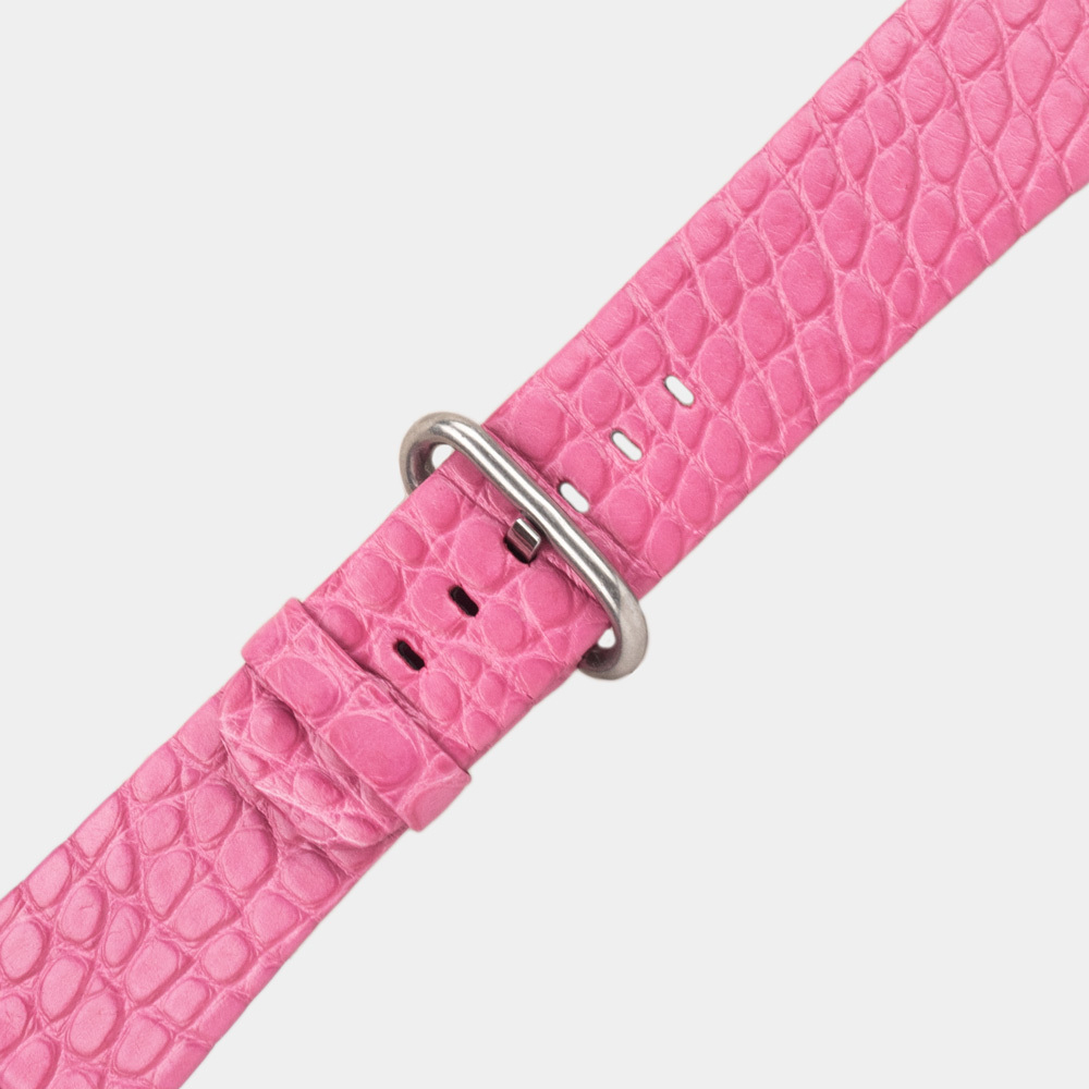 Ремешок для Apple Watch 44/45/46 mm из кожи аллигатора, розового цвета