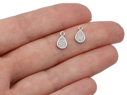 Подвеска "Капля" 10мм, со стразами