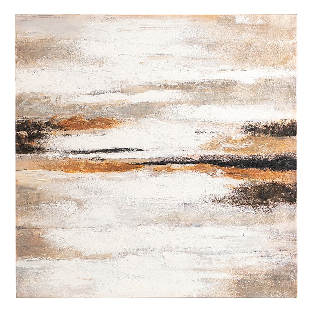 Панно декоративное с ручной росписью By Feel, 80х80 см, бежевое