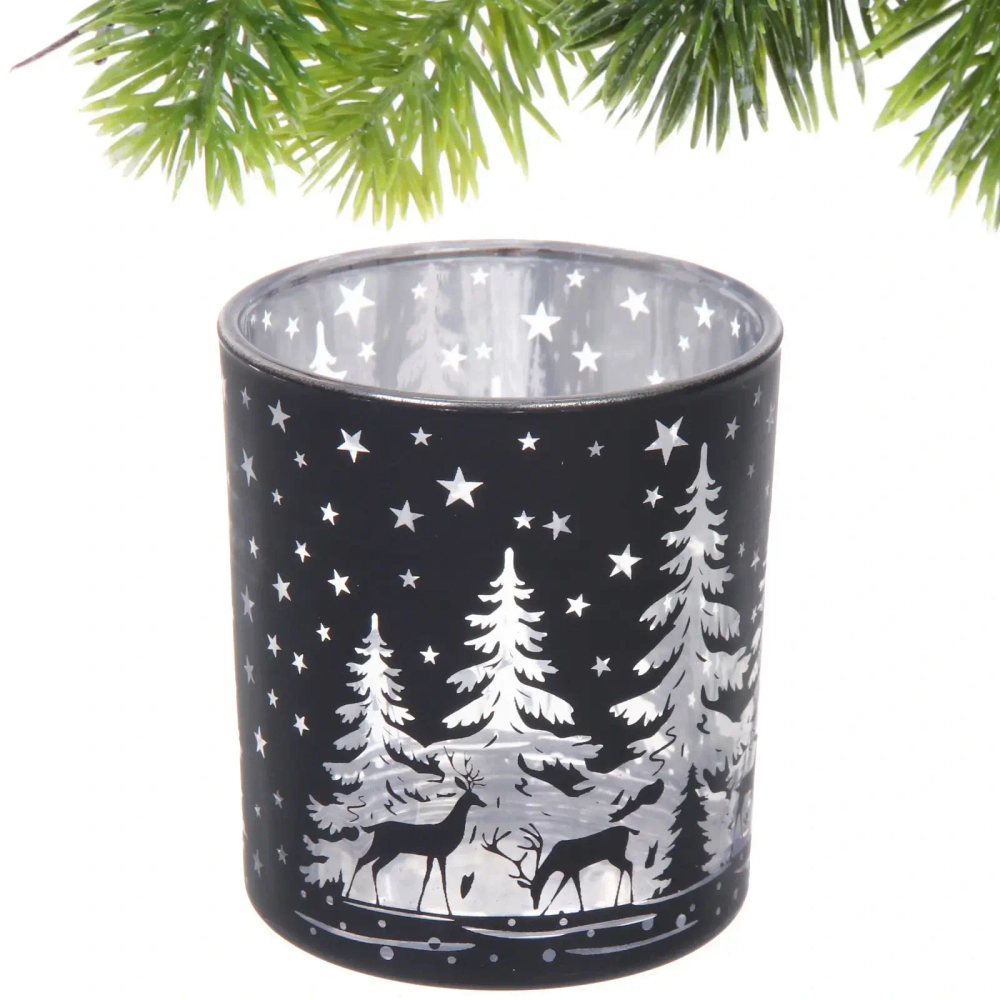 Подсвечник «Снежный лес» 7*7,8 см, Черный