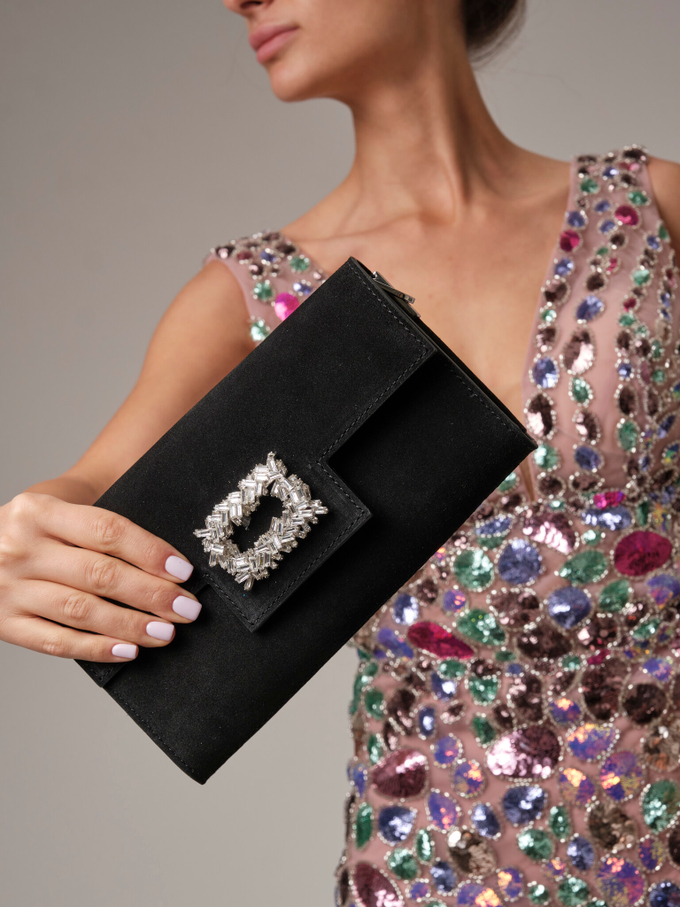 Клатч замшевый черный