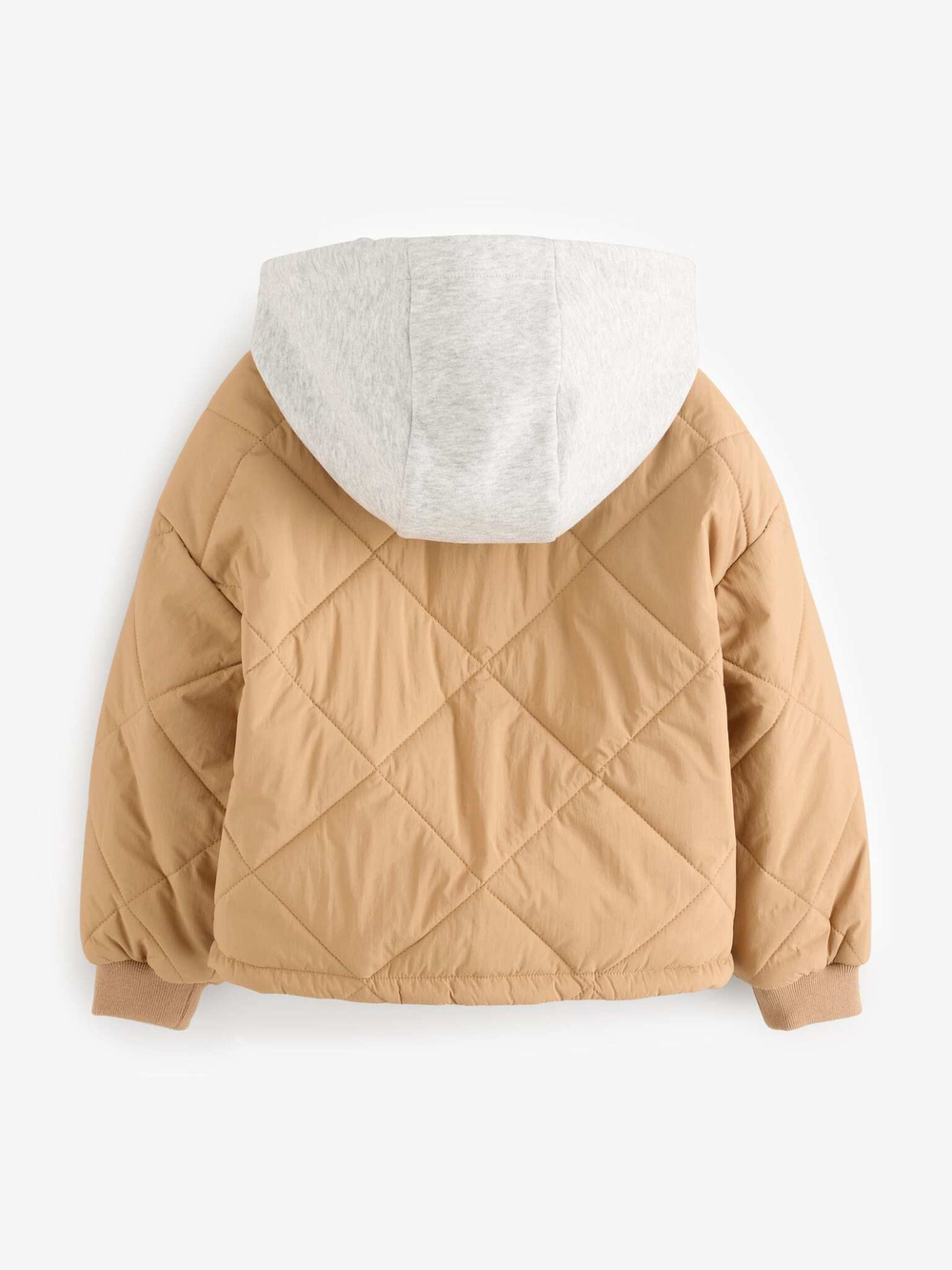 Бомбер с капюшоном для девочки Next E25-223, Бежевый, Серый