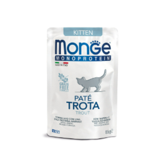 Влажный корм Monge Cat Natural Monoprotein для котят и беременных кошек, из форели, паучи 85 г - 28 шт