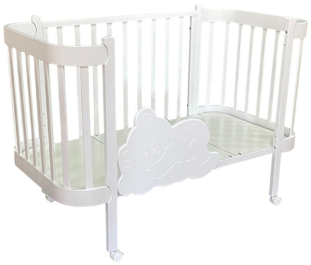 Детская кроватка Антел Solnyshko продольный маятник 3 в 1 белый-белый
