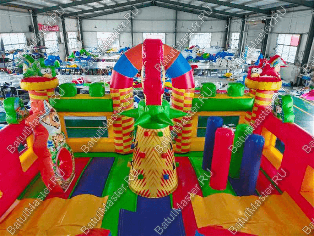 Коммерческий надувной батут "Дружная компания с окнами", 8*6*5,5 m
