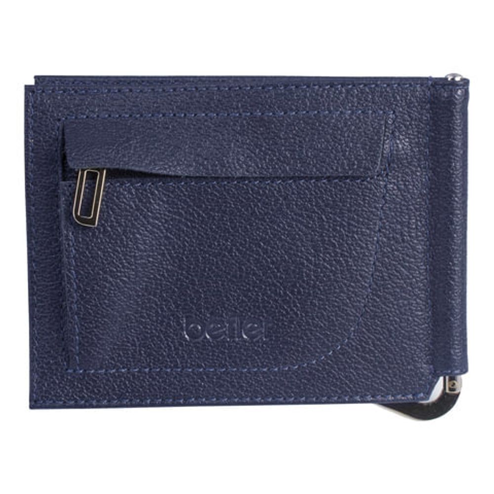 Зажим для купюр BEFLER "Грейд", натуральная кожа, тиснение, 120х86 мм, синий, Z.9.-9