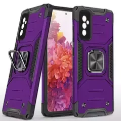 Противоударный чехол Strong Armour Case с кольцом для Samsung Galaxy M52 5G (Фиолетовый)