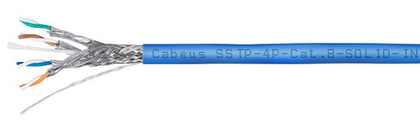 Кабель витая пара S/FTP 8 кат. 4 пары Cabeus SSTP-4P-Cat.8-SOLID-IN-LSZH-BL-100