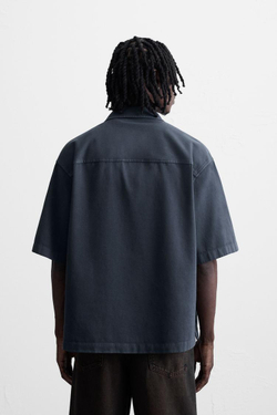 ZARA КУРТКА-РУБАШКА С ВЫШИВКОЙ, ЧЕРНИЛЬНО-СИНИЙ