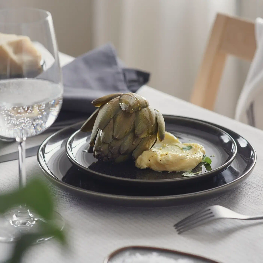 Тарелка IKEA GLADELIG (ГЛАДЕЛИГ), Темно-серый, 20 см