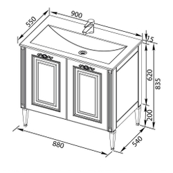 Тумба с раковиной Aquanet Паола 90 белый/серебро (литьевой мрамор)