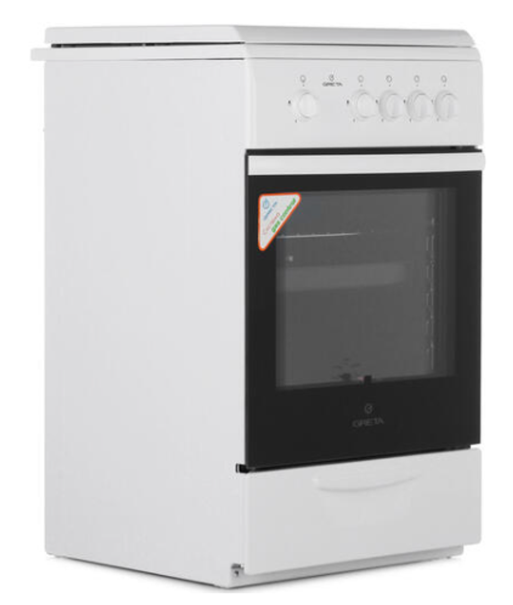 Плита газовая GRETA 22 белая ЧР (стеклянная крышка)