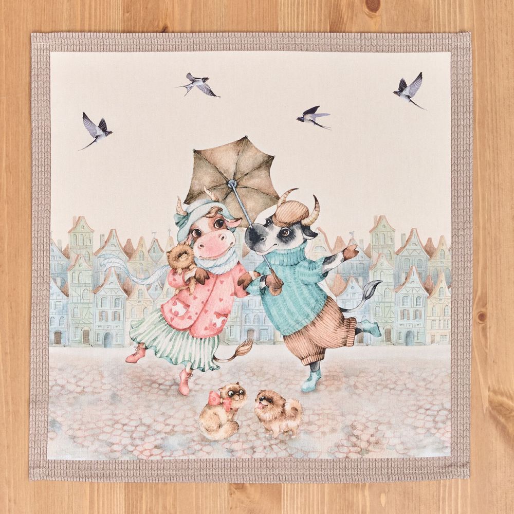 КОМПЛЕКТ САЛФЕТОК 2ШТ "ПРОМЕНАД"40Х40 СМ ,БЕЖЕВЫЙ, 100% ХЛОПОК,ТВИЛ