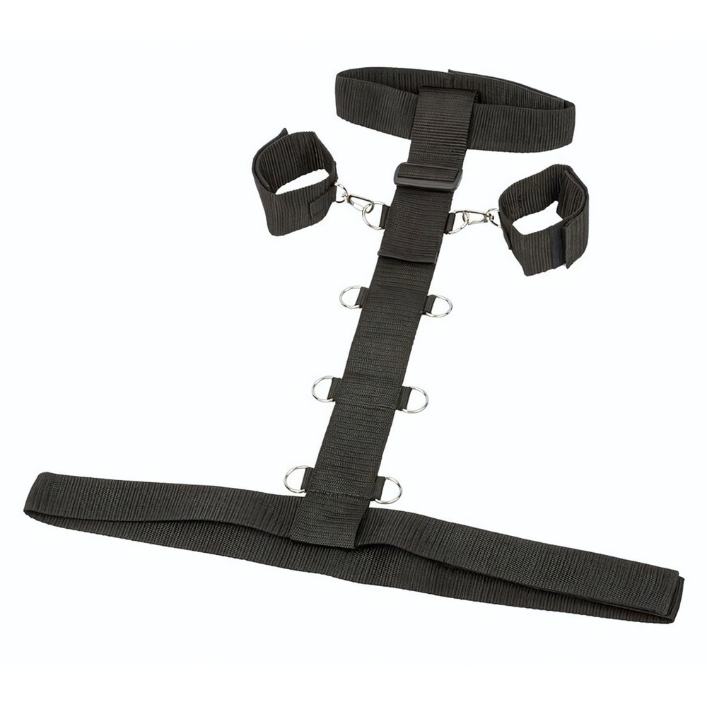 Фиксирующий бондаж на шею, талию и запястья Bondage Tie (черный с серебряным) (Цвет: черный с серебряным)