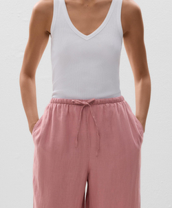 Oysho Льняные брюки прямого кроя, розовый