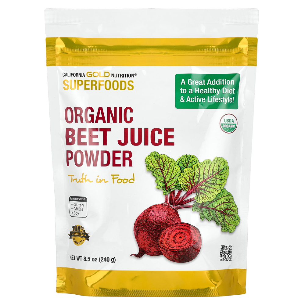 California Gold Nutrition, Superfoods, порошок из сока органической свеклы, 240 г (8,5 унции)