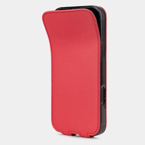 Кожаный чехол для iPhone 16 Pro Max, теленок красного цвета