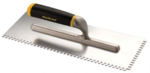 Гладилка зубчатая 8х8 120х300 мм нержавеющей сталь с алюминиевой открытой ручкой Dekor 515